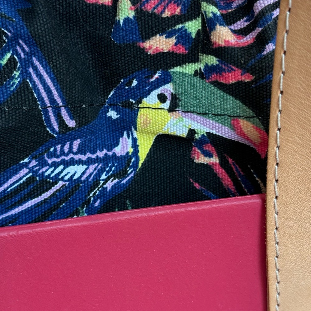 Vibrant Tropical Bird Print drawstring closure,waterproof with leather straps